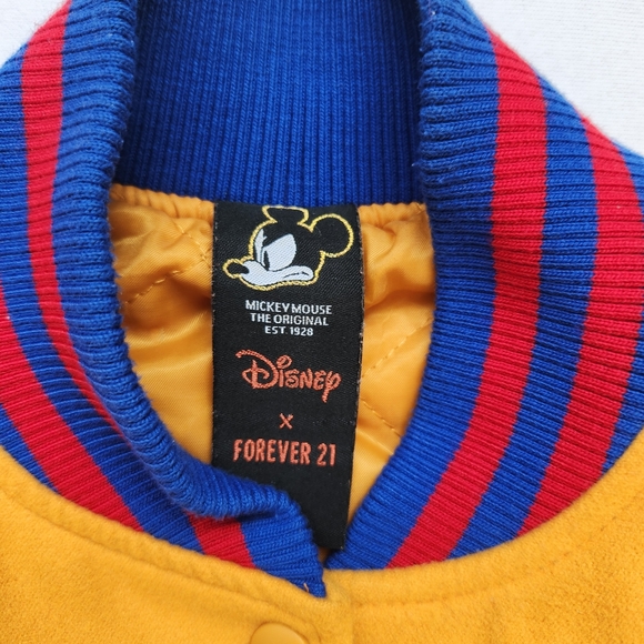 Varsity Jacket Mickey Mouse Disney X Forever 21 Patches Quilted Sporty Cute S - Picture 10 of 17